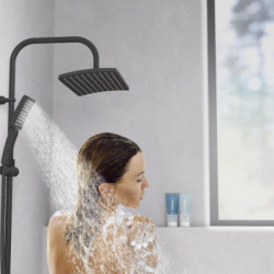 MALLORCA Overhead showerset, black matt