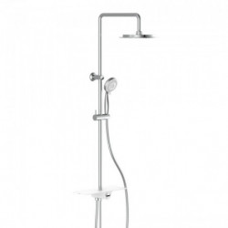 AQUASTAR Overhead shower set, chrome/ white, with tray (mid diverter)