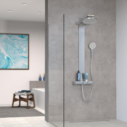 SAMOA RAIN overhead shower set, chrome/ light grey, with thermostatic tray