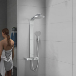 SAMOA RAIN overhead shower set, chrome/ light grey, with thermostatic tray