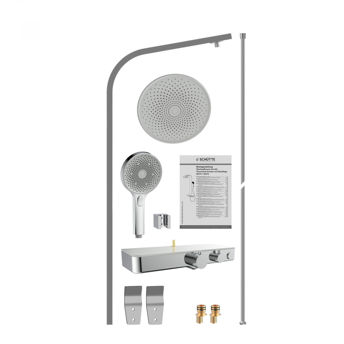 SAMOA RAIN overhead shower set, chrome/ light grey, with thermostatic tray