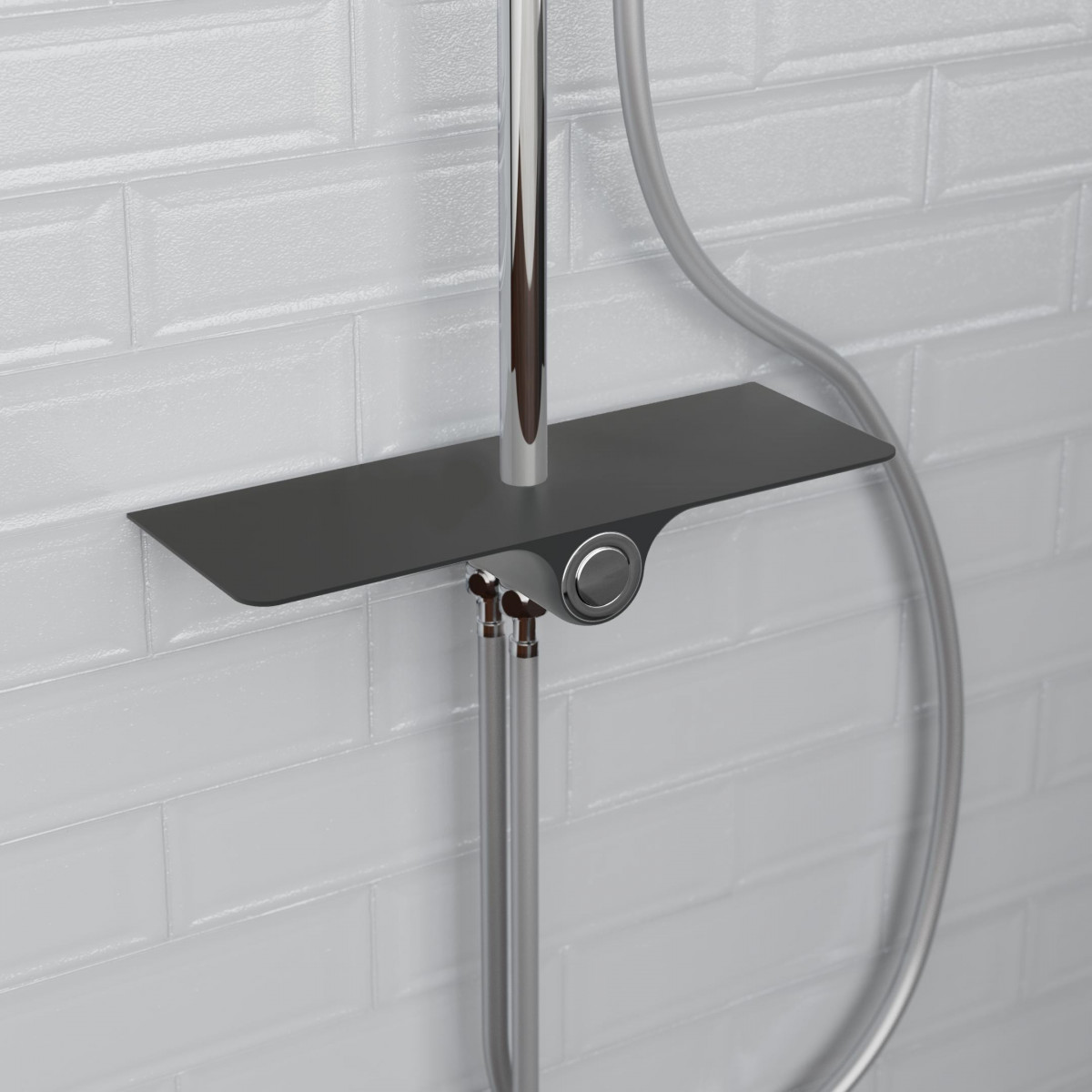 AQUASTAR Overhead shower set, chrome/ anthracite, with tray (mid diverter)