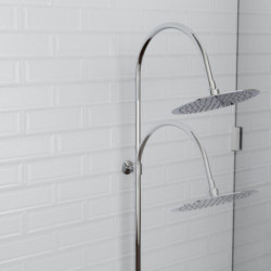 AQUASTAR Overhead shower set, chrome/ anthracite, with tray (mid diverter)