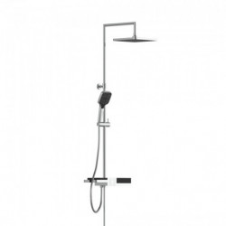 BLUEPERL Overhead shower set, chrome/ black, with tray