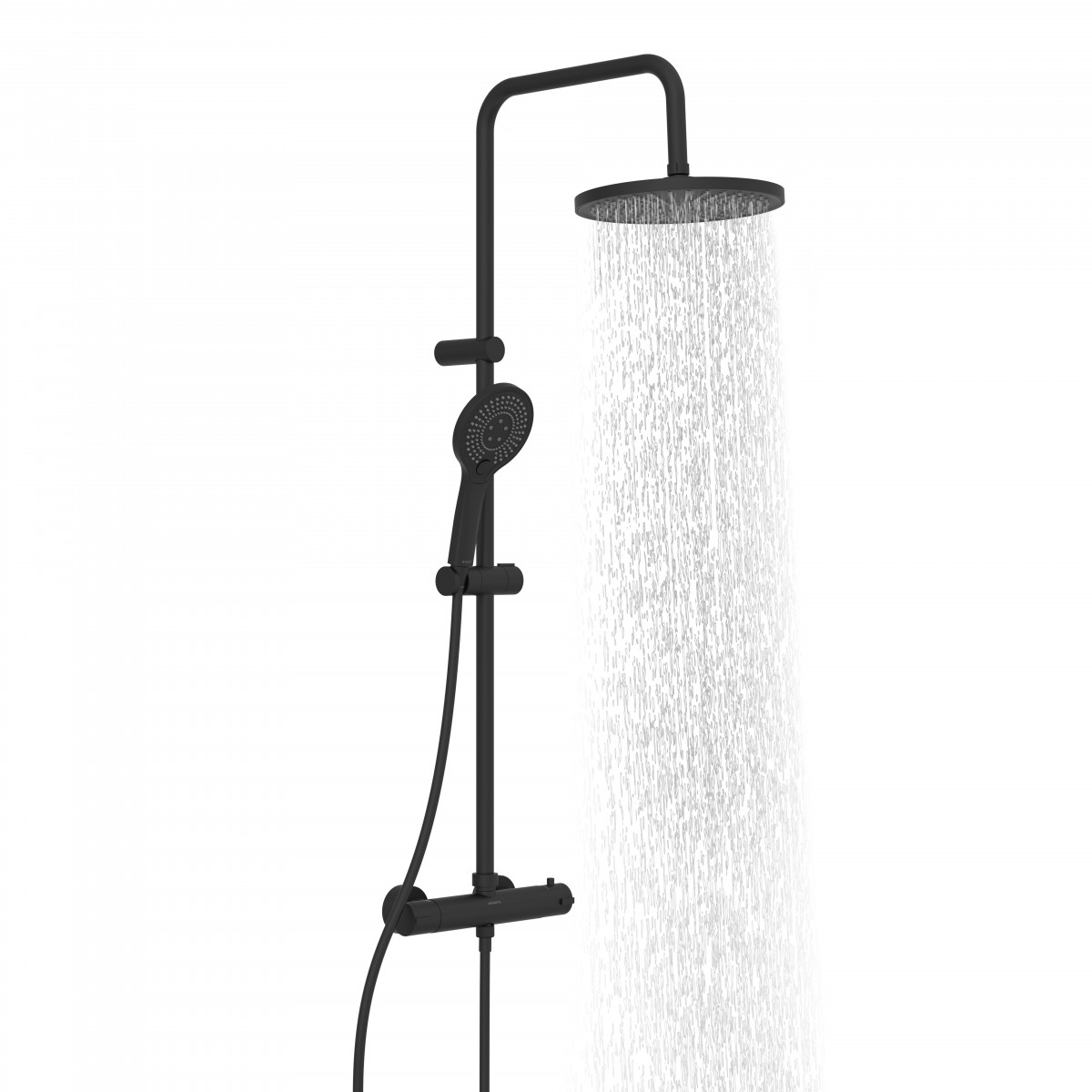 ADRIA Overhead shower set with thermostatic faucet, Black matt