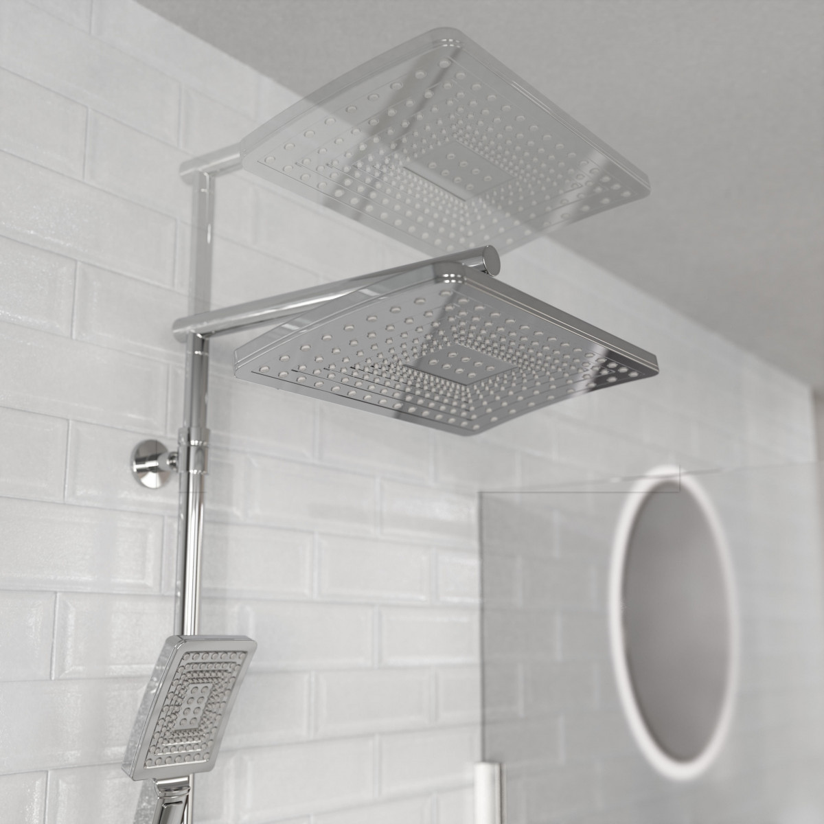 TRENTO Set douche de pluie avec Mitigeur thermostatique, Chromé