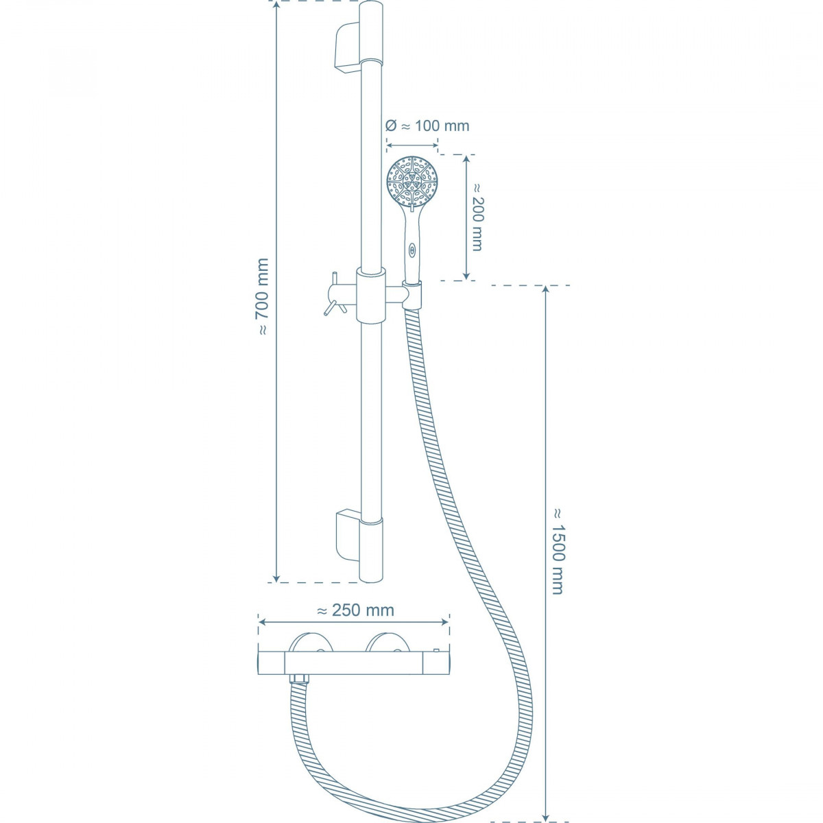 AQUA 2 SAFE Mitigeur thermostatique de douche, Chromé