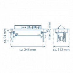 E2 retractable built-in socket, 2-fold and 2 x USB