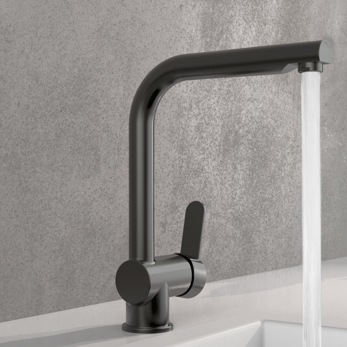 LONDON Sink mixer, graphite matt, with pull-out spout