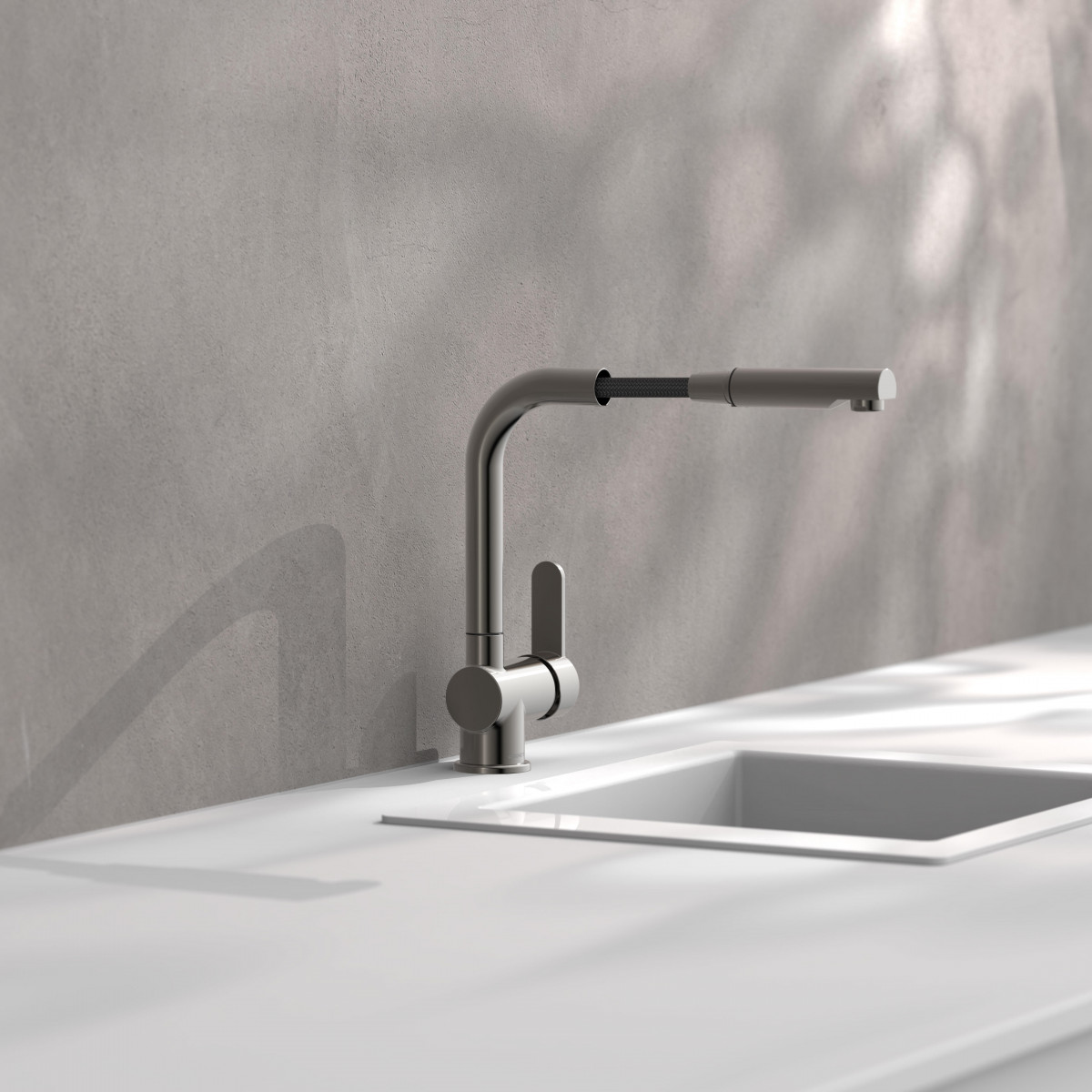 LONDON Sink mixer, graphite matt, with pull-out spout