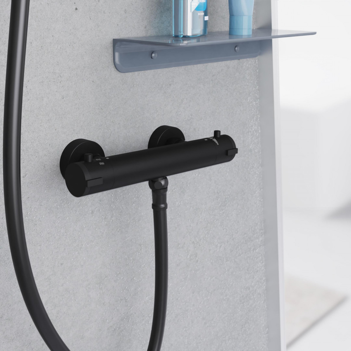 LONDON Thermostatic shower mixer, black matt