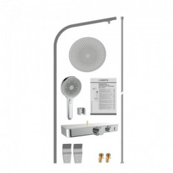 SAMOA RAIN overhead shower set, chrome/ light grey, with thermostatic tray