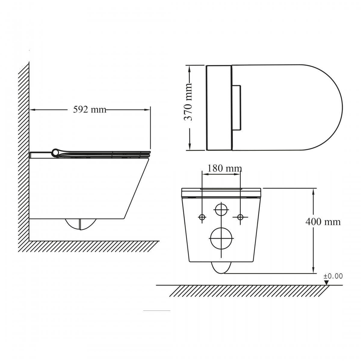 CESARI Shower-toilet set, slim, with ceramic