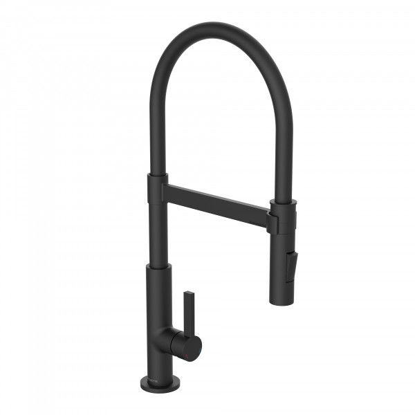 MIAMI Sink mixer, black matt, with soft-touch hose