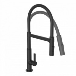 MIAMI Sink mixer, black matt, with soft-touch hose