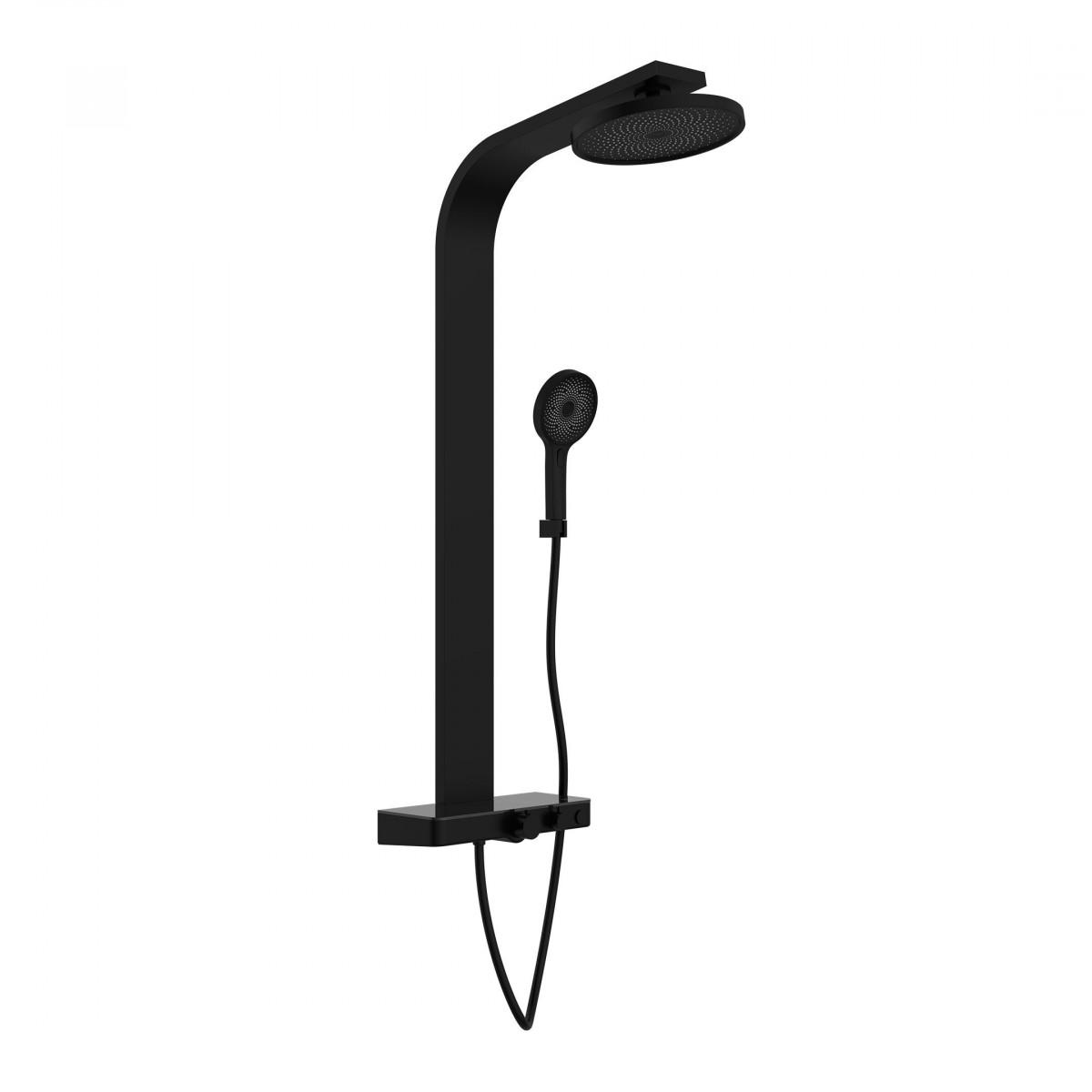 SAMOA RAIN Overhead showerset, black matt, with thermostatic tray