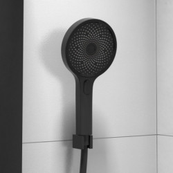 SAMOA RAIN Overhead showerset, black matt, with thermostatic tray