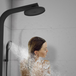 SAMOA RAIN Overhead showerset, black matt, with thermostatic tray