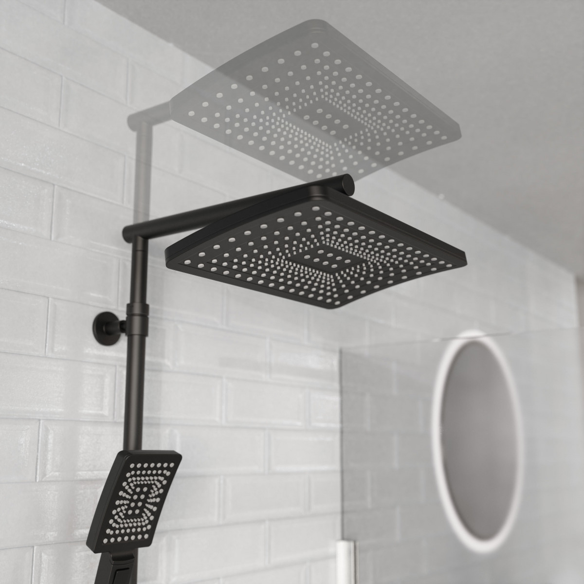 TRENTO Overhead shower set, Black matt