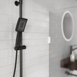 TRENTO Set douche de pluie avec Mitigeur thermostatique • Noir mat