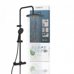 ADRIA Set douche de pluie avec Mitigeur thermostatique, Noir mat