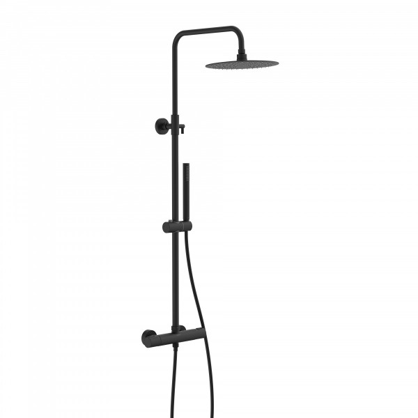 AQUADUCT Overhead shower set, black, with thermostatic tray