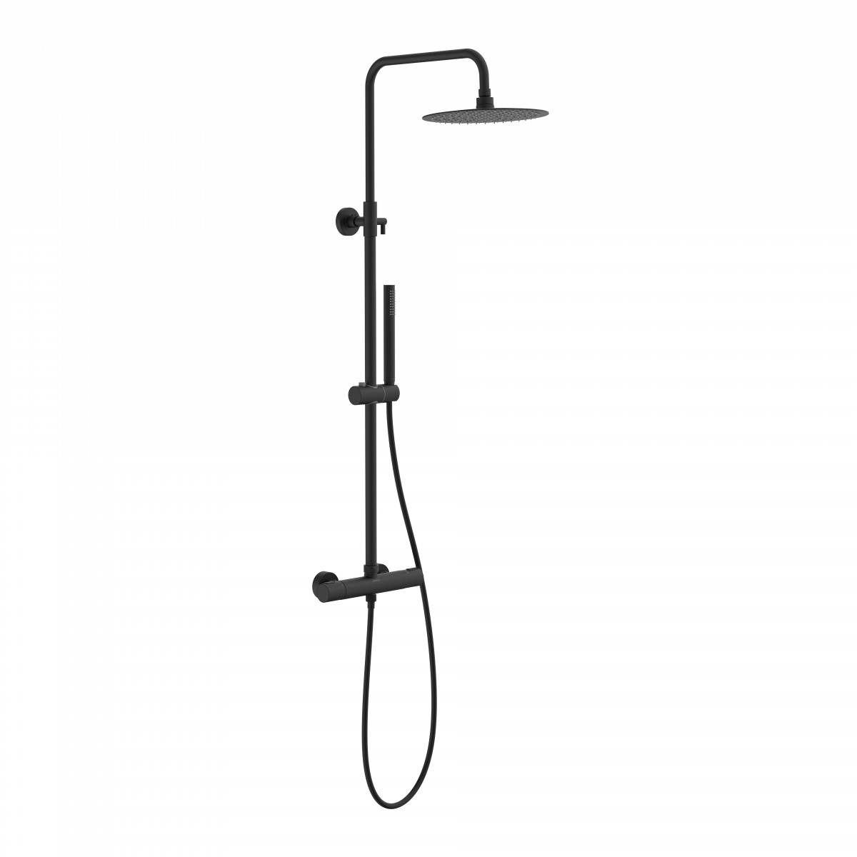 AQUADUCT Overhead shower set, black, with thermostatic tray