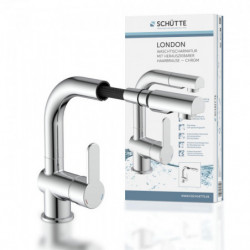 LONDON Wash basin mixer, chrome, with pull-out hair sprayer