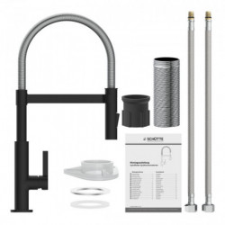 MIAMI Sink mixer, chrome/black matt, with spiral spring