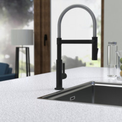 MIAMI Sink mixer, chrome/black matt, with spiral spring