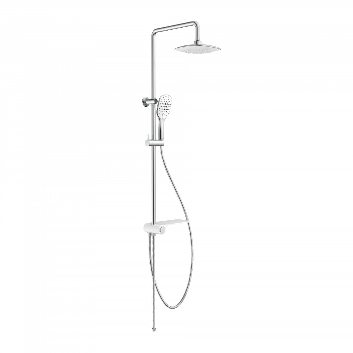 AQUASTAR Overhead shower set, chrome/ white, with tray (lateral diverter)