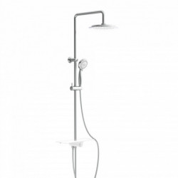 AQUASTAR Overhead shower set, chrome/ white, with tray (mid diverter)