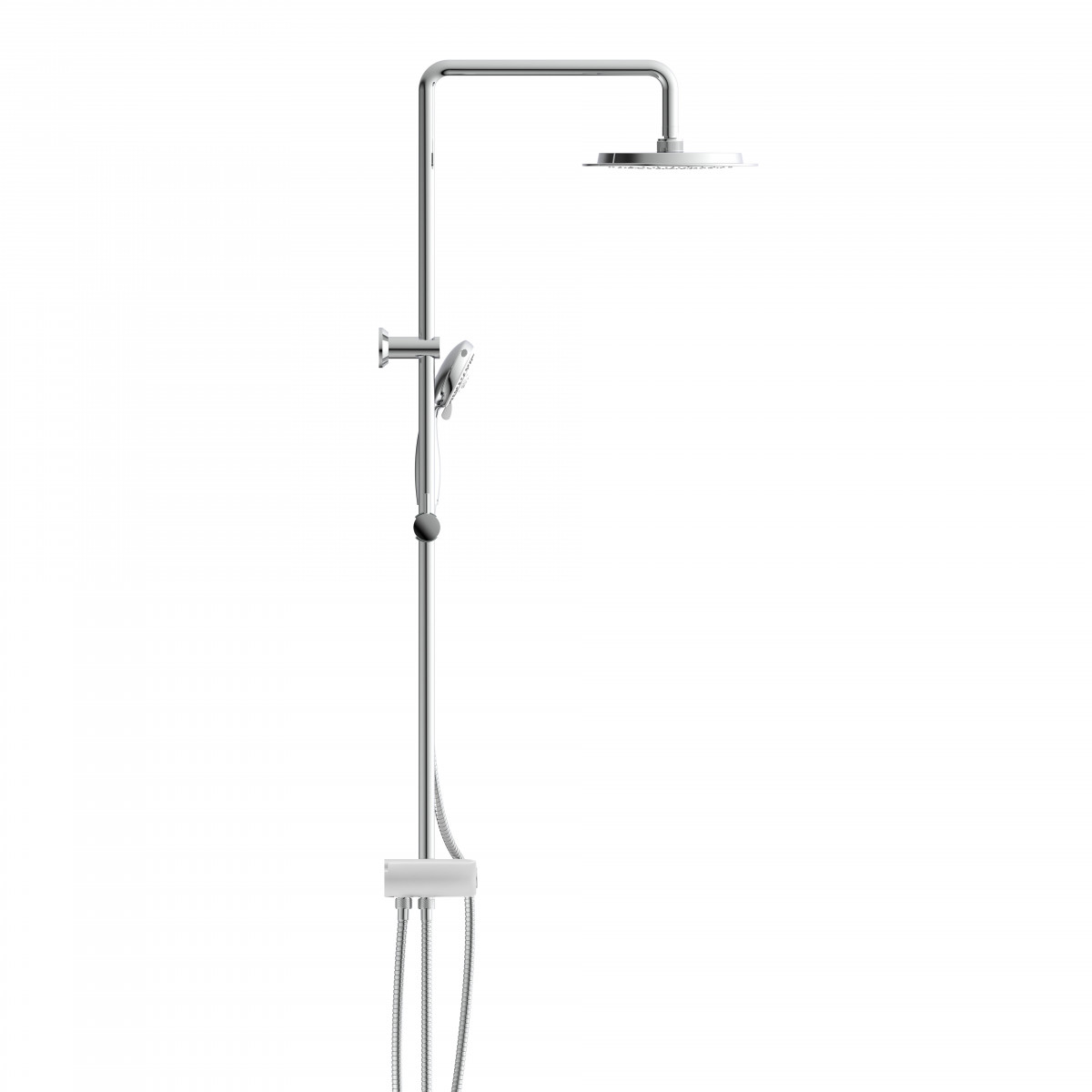 AQUASTAR Overhead shower set, chrome/ white, with tray (mid diverter)