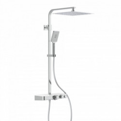 OCEAN Overhead shower set, chrome/ white, with thermostatic tray