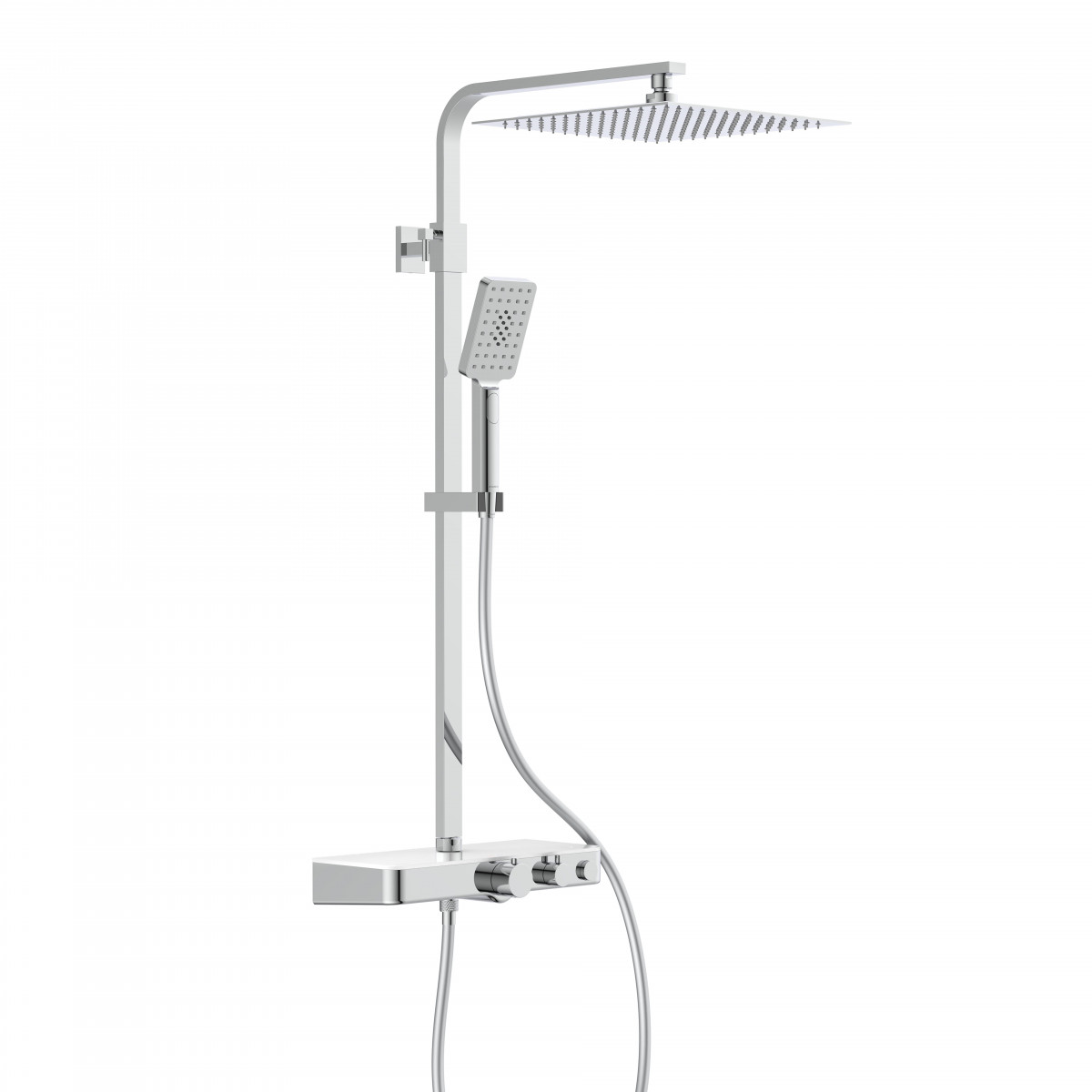 OCEAN Overhead shower set, chrome/ white, with thermostatic tray