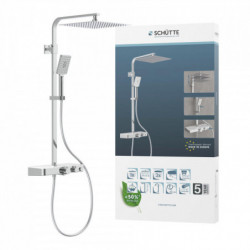 OCEAN Overhead shower set, chrome/ white, with thermostatic tray