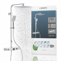 OCEAN Set de douche à l'envers avec mitigeur thermostatique, Chromé/Blanc