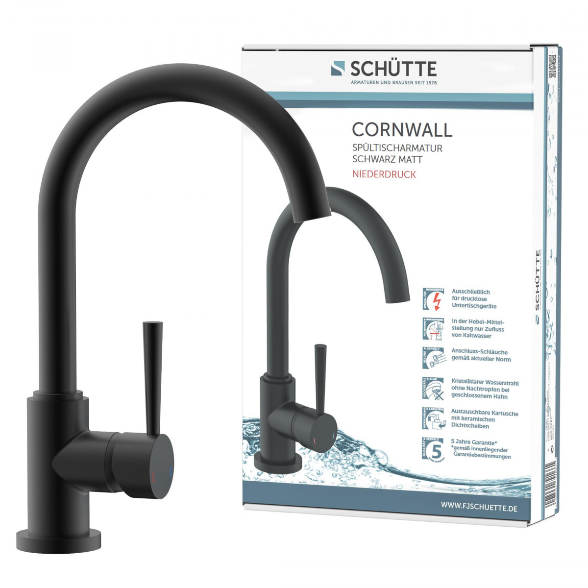 CORNWALL Sink mixer low pressure, black matt