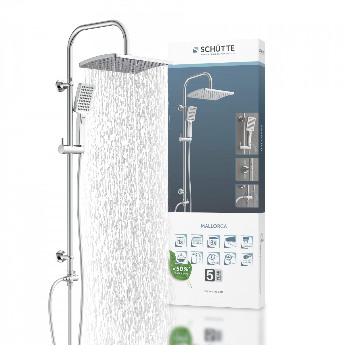 MALLORCA Overhead showerset, chrome