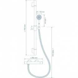 AQUA2SAVE Thermostat Duscharmatur mit Brausestangenset