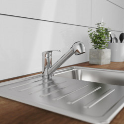 DIZIANI Sink mixer, chrome, with pull-out sprayer