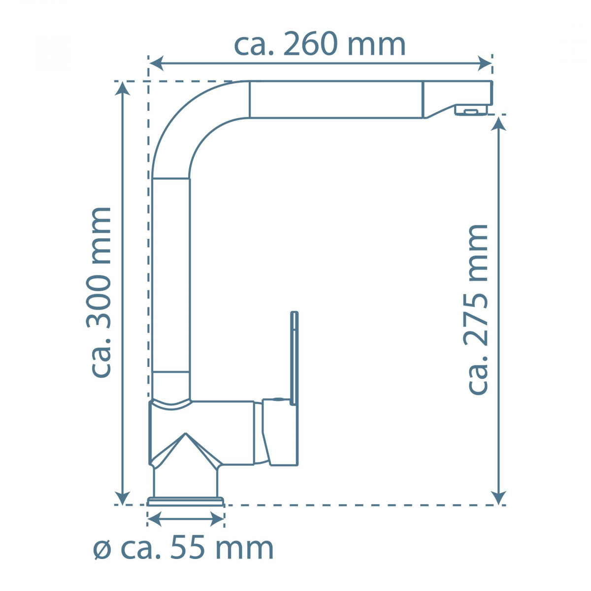 RIO mengkraan keuken met hoge uitloop, roestvrij staal look/mat zwart