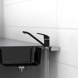 DONNAU Sink mixer, Low pressure, Black matt, Powder and chrome coated, Tap, Swivel spout, Kitchen mixer tap