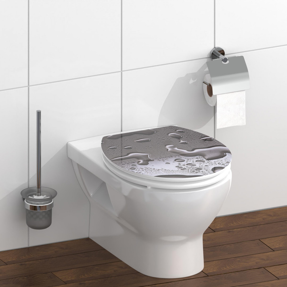 MDF High Gloss WC-Sitz GREY STEEL, mit Absenkautomatik