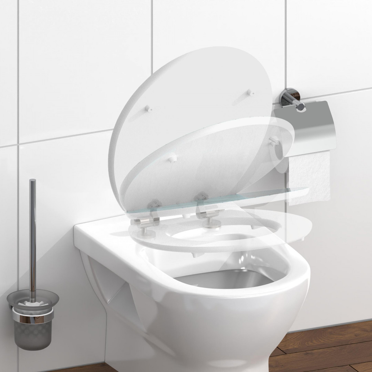 MDF High Gloss WC-Sitz BLUE WOOD, mit Absenkautomatik