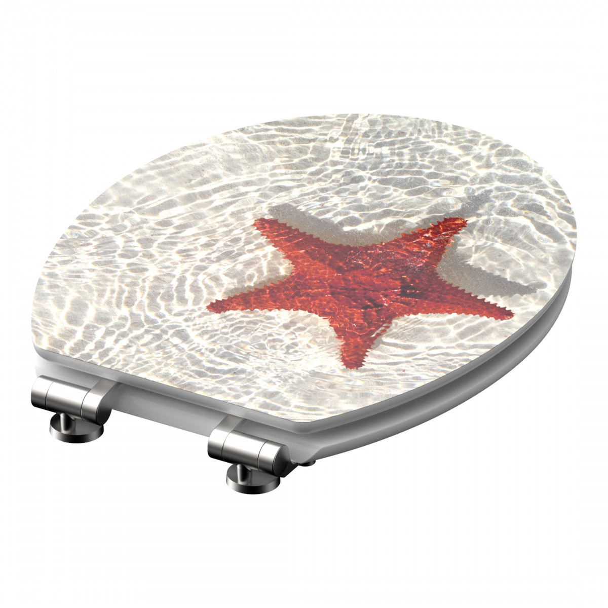 MDF HG Toilet Seat RED STARFISH with Soft Close