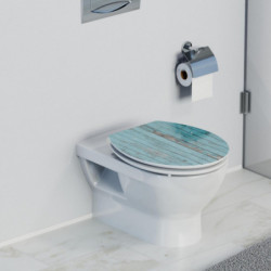 Abattant WC en MDF HG BLUE WOOD avec Frein de Chute