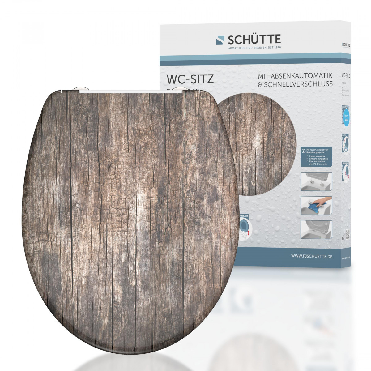 Abattant WC en Duroplast OLD WOOD avec Frein de Chute et Déclipsable