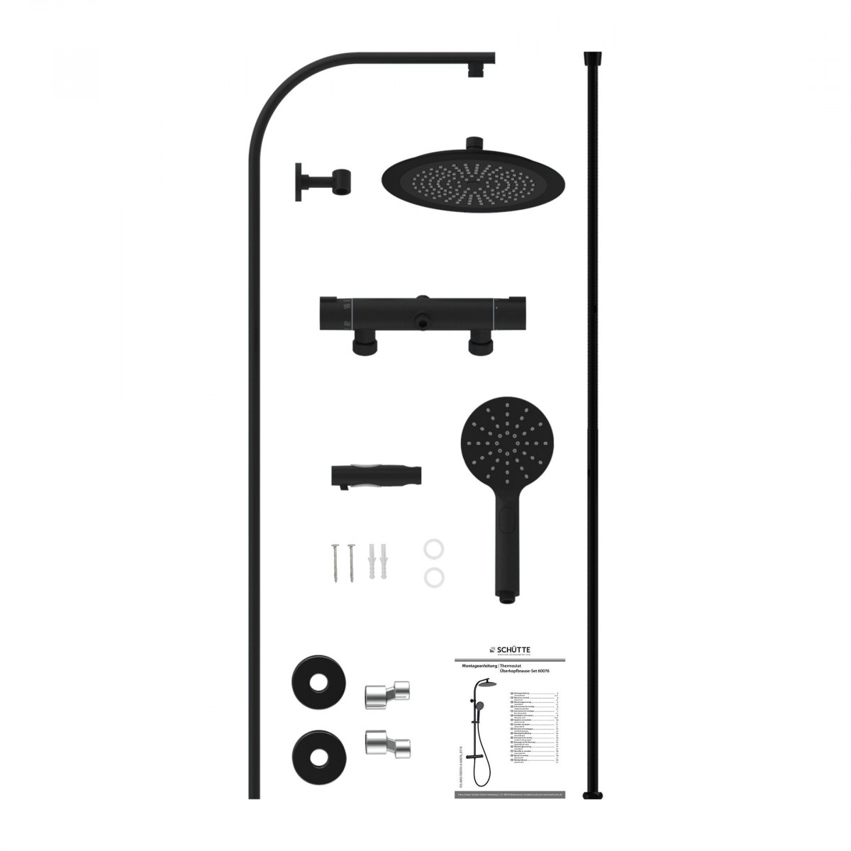 MADURA FRESH Overhead shower set, black matt