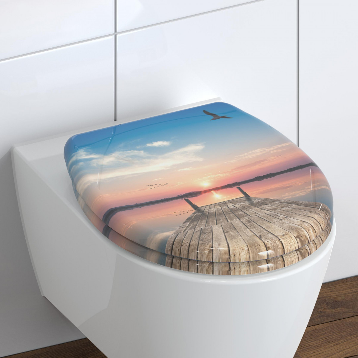 Abattant WC en Duroplast SUNSET SKY avec Frein de Chute et Déclipsable